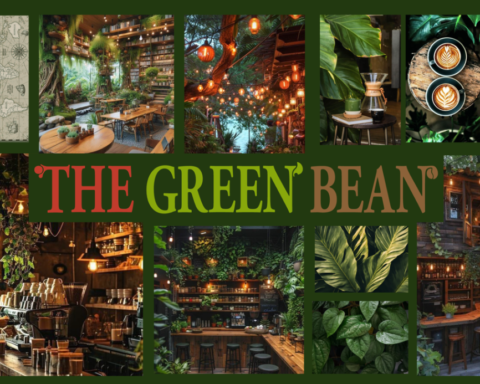 Immagine di copertina del progetto The Green Bean, con illustrazione a tema caffè e palette verde che richiama sostenibilità e consumo consapevole.
